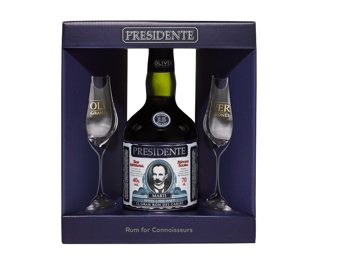 detail Rum Presidente 15yo 40% 0,7l + 2 skleničky /Dom. rep./