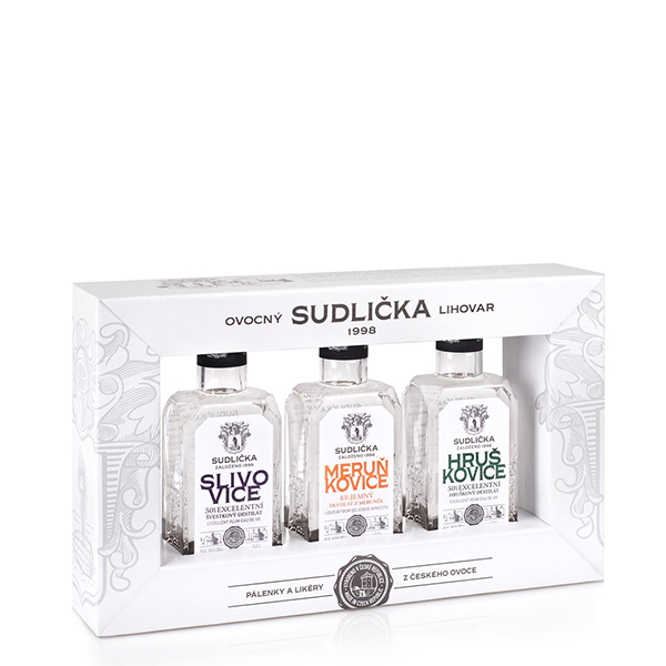 detail Sudličkovy destíláty (hruškovice, meruňkovice, slivovice) 3x0,2l
