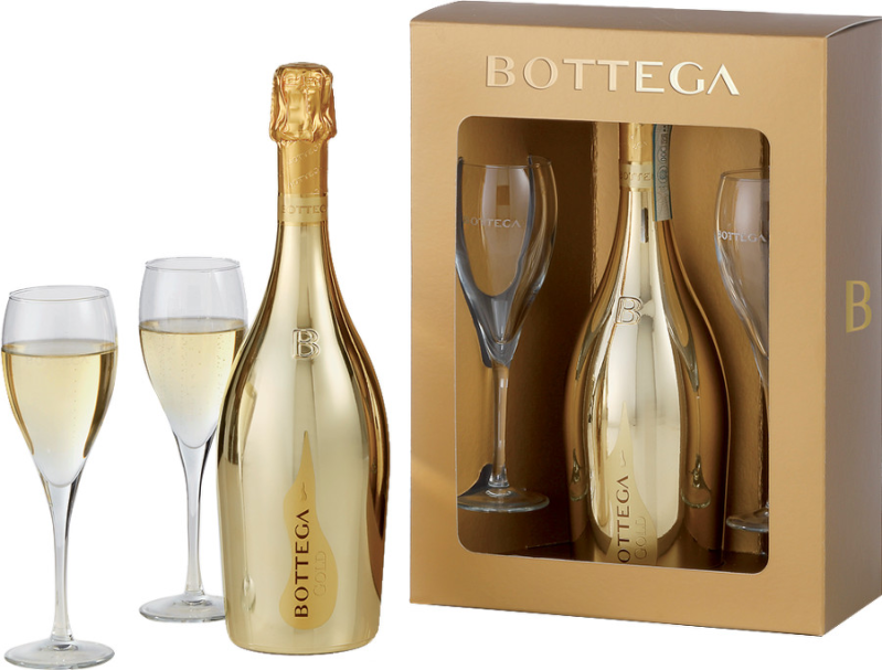 detail Bottega Gold Brut 11% 0,75l + 2 skleničky