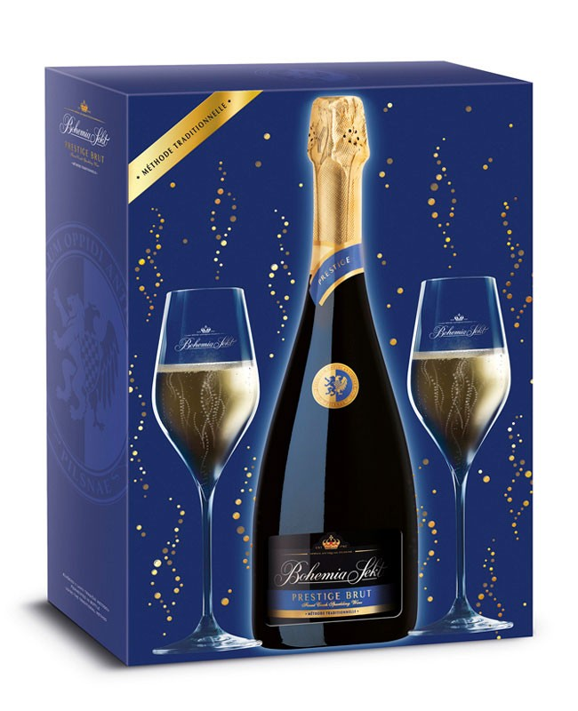 detail Bohemia sekt Prestige Brut dárkové balení + 2 skleničky 0,75l