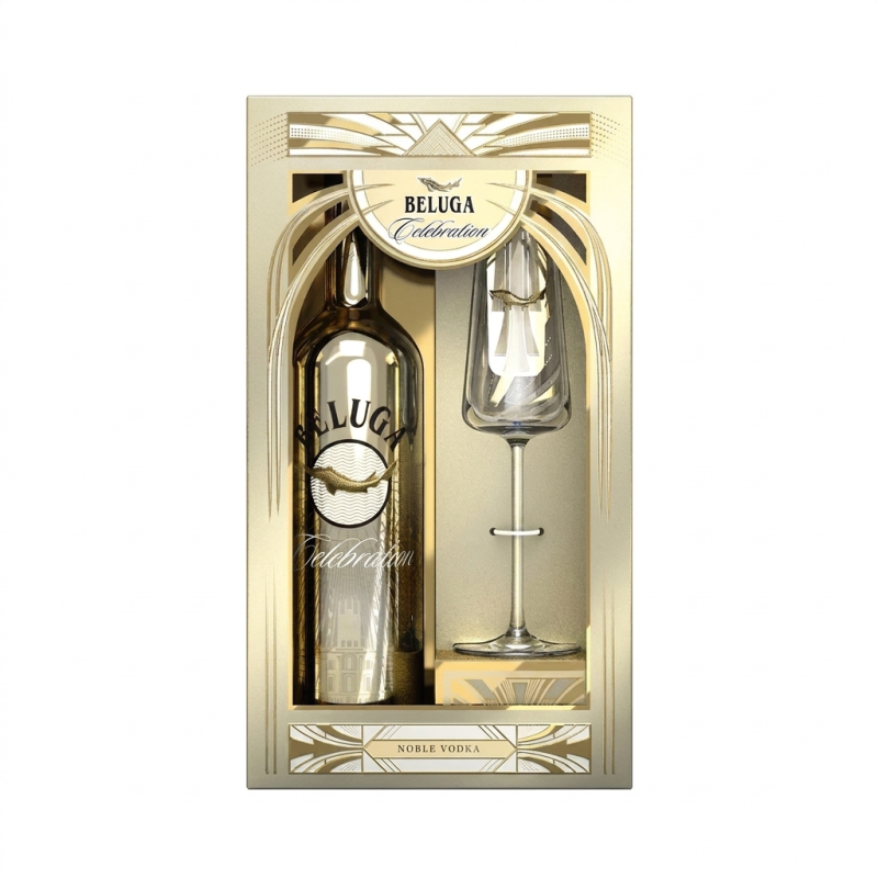 detail Vodka Beluga Celebration 40% 1l + 1 sklenička