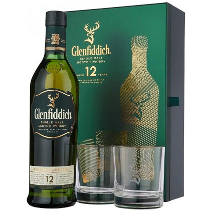 detail Whisky Glenfiddich 12YO 0,7l 40% + 2 sklenky